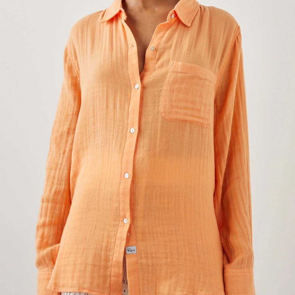 Rails Ellis Linen Button Shirt Papaya Size Small